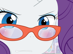 Size: 2675x2009 | Tagged: safe, artist:yuki endo, character:rarity, species:anthro, ambiguous facial structure, face, glasses, gununu, high res, meme, reaction image