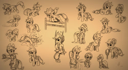 Size: 1440x791 | Tagged: safe, artist:vago-xd, character:applejack, :<, :o, :t, action pose, alcohol, alternate hairstyle, applejewel, bar, barstool, bathrobe, blushing, bucking, chewing, cider, clothing, cowboy hat, crying, cute, dress, eating, embarrassed, female, fence, floppy ears, flower, flower in hair, fluffy, food, frown, glare, hat, hoof hold, jackabetes, jumping, leaning, looking at you, monochrome, open mouth, prone, puddle, puffy cheeks, raised eyebrow, raised hoof, raised leg, running, saddle bag, simple background, sitting, skirt, smelly, smiling, solo, stetson, stool, sunglasses, swing, tennis racket, unamused, wall of tags, wavy mouth, wide eyes, wink