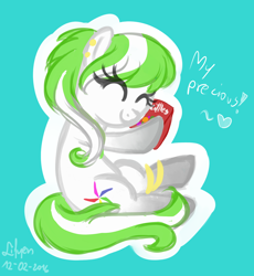 Size: 2000x2176 | Tagged: safe, artist:lifyen, oc, oc only, oc:lea, species:earth pony, species:pony, bracelet, candy, chibi, cute, earring, food, piercing, skittles, sweets, two colour hair