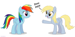 Size: 2500x1228 | Tagged: safe, artist:larsurus, character:derpy hooves, character:rainbow dash, species:pegasus, species:pony, female, mare, simple background, transparent background, vector