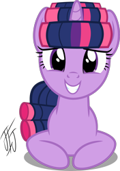Size: 3000x4265 | Tagged: safe, artist:mlp-scribbles, character:twilight sparkle, character:twilight sparkle (unicorn), species:pony, species:unicorn, episode:look before you sleep, g4, my little pony: friendship is magic, cute, female, hair curlers, hairstyle, looking at you, smiling, solo, twiabetes, vector