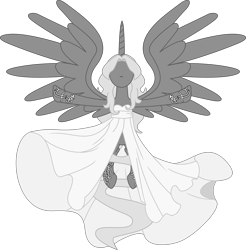 Size: 5000x5082 | Tagged: safe, artist:princeofrage, species:alicorn, species:pony, absurd resolution, grey hair, monochrome, mortis ghost, no face, off, ponified, simple background, solo, transparent background, vader eloha