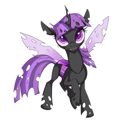 Size: 531x520 | Tagged: safe, artist:heilos, character:twilight sparkle, species:changeling, changelingified, female, looking at you, purple changeling, solo, species swap