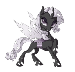 Size: 542x520 | Tagged: safe, artist:heilos, character:rarity, species:changeling, changelingified, species swap, white changeling