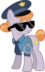 Size: 5654x9000 | Tagged: safe, artist:korsoo, character:copper top, species:earth pony, species:pony, episode:the gift of the maud pie, g4, my little pony: friendship is magic, .svg available, absurd resolution, clothing, cuffs, female, inkscape, necktie, police officer, police pony, police uniform, simple background, solo, sunglasses, transparent background, vector
