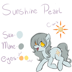 Size: 1024x1024 | Tagged: safe, artist:rubyblossomva, oc, oc only, oc:sunshine pearl, species:earth pony, species:pony, reference sheet, smiling, solo, trotting