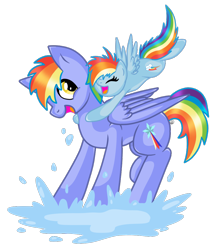 Size: 876x1012 | Tagged: safe, artist:daringashia, character:rainbow blaze, character:rainbow dash, cute, dashabetes, father and daughter, filly