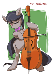 Size: 500x700 | Tagged: safe, artist:akomaru, character:octavia melody, species:pony, bipedal, cello, female, musical instrument, one eye closed, solo, standing
