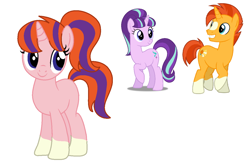 Size: 1024x683 | Tagged: safe, artist:estefania200, character:starlight glimmer, character:sunburst, oc, parent:starlight glimmer, parent:sunburst, parents:starburst, unnamed oc, ship:starburst, offspring, shipping, simple background, vector, white background