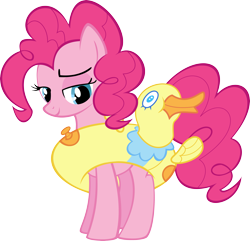 Size: 4711x4545 | Tagged: safe, artist:iamadinosaurrarrr, character:pinkie pie, species:duck, episode:too many pinkie pies, g4, my little pony: friendship is magic, absurd resolution, bedroom eyes, female, floaty, inner tube, simple background, solo, transparent background, vector