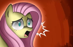 Size: 776x497 | Tagged: safe, artist:musapan, character:fluttershy, anime face, female, reaction image, scared, shocked, solo