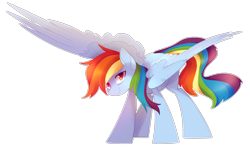Size: 2358x1389 | Tagged: safe, artist:raponee, character:rainbow dash, species:pony, big wings, female, looking at you, mare, simple background, solo, spread wings, transparent background, white outline, wings