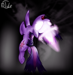 Size: 1408x1447 | Tagged: safe, artist:n1de, character:twilight sparkle, character:twilight sparkle (unicorn), species:pony, species:unicorn, female, floating, glowing eyes, magic overload, mare, open mouth, solo