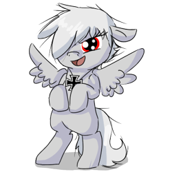 Size: 400x400 | Tagged: safe, artist:ask-pony-gerita, species:pegasus, species:pony, bipedal, female, filly, hetalia, jewelry, necklace, open mouth, ponified, prussia, simple background, solo, transparent background