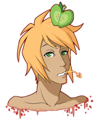 Size: 480x590 | Tagged: safe, artist:ssenarrya, character:big mcintosh, species:human, bare shoulders, bust, humanized, male, simple background, solo, straw in mouth, transparent background