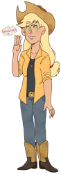 Size: 820x2331 | Tagged: safe, artist:nyan-cow, character:applejack, humanized