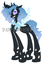 Size: 1024x1536 | Tagged: safe, artist:piichu-pi, oc, oc only, oc:tundra, species:changeling, blue changeling, obtrusive watermark, watermark