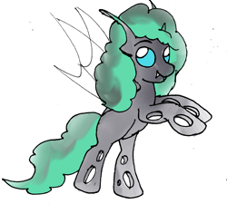 Size: 1624x1464 | Tagged: safe, artist:thegreatmewtwo, character:pinkie pie, species:changeling, changelingified, female, rearing, solo, species swap