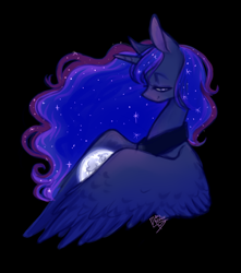 Size: 1024x1160 | Tagged: safe, artist:thatweirdpigeonlady, character:princess luna, female, moon, simple background, solo, tangible heavenly object
