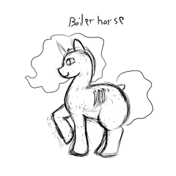 Size: 3000x3000 | Tagged: safe, artist:stonershy, oc, oc only, oc:boiler horse, boiler, chubby, high res, monochrome, object pony, original species, ponified, solo, steam engine