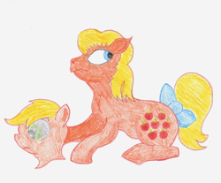 Size: 2744x2267 | Tagged: safe, artist:invidlord, character:applejack (g1), newbie artist training grounds, g1, female, mask, solo, tail bow, traditional art