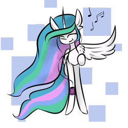 Size: 4000x4000 | Tagged: safe, artist:ratann, character:princess celestia, species:alicorn, species:pony, abstract background, absurd resolution, eyes closed, female, mare, mp3 player, raised hoof, solo