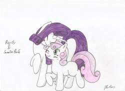 Size: 2338x1700 | Tagged: safe, artist:stardustchild01, character:rarity, character:sweetie belle, sisters, traditional art