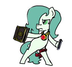 Size: 640x600 | Tagged: safe, artist:ficficponyfic, artist:methidman, edit, oc, oc only, oc:emerald jewel, species:pony, amulet, angry, bandana, bipedal, child, color, color edit, colored, colt, colt quest, femboy, fight, foal, glare, hair over one eye, male, pose, potion, solo, spellbook, standing, story included, vial