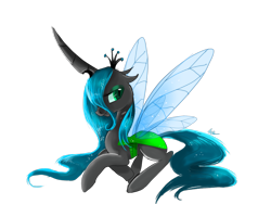 Size: 1600x1200 | Tagged: safe, artist:nuttypanutdy, character:queen chrysalis, species:changeling, female, mirror universe, prone, reversalis, simple background, solo, transparent background