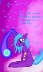 Size: 424x700 | Tagged: safe, artist:asinglepetal, oc, oc only, species:pony, species:unicorn, stars, text
