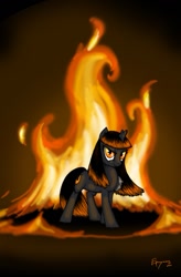 Size: 583x887 | Tagged: dead source, safe, artist:jackjacko-eponymous, oc, oc only, oc:incendia, species:pony, species:unicorn, fanfic:antipodes, fanfic, fire, solo