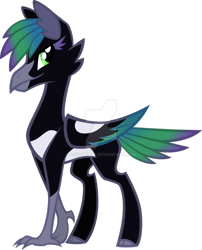 Size: 1024x1267 | Tagged: safe, artist:agentkirin, oc, oc only, oc:avarice, species:classical hippogriff, species:hippogriff, species:magpie, antagonist, cloven hooves, power ponies oc, simple background, solo, transparent background