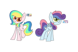 Size: 2743x1828 | Tagged: safe, artist:supercoco142, character:cherry berry, character:dj pon-3, character:rainbow dash, character:sweetie belle, character:vinyl scratch, oc, parent:cherry berry, parent:rainbow dash, parent:sweetie belle, parent:vinyl scratch, species:earth pony, species:pegasus, species:pony, ship:sweetiedash, crack shipping, female, lesbian, magical lesbian spawn, offspring, parents:sweetiedash, parents:vinylberry, shipping, vinylberry