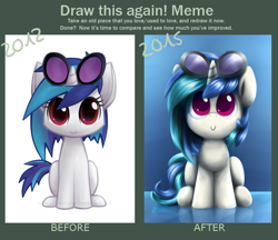 Size: 862x744 | Tagged: safe, artist:chiramii-chan, character:dj pon-3, character:vinyl scratch, cute, draw this again, female, solo, vinylbetes