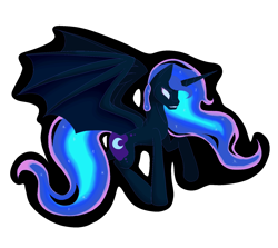 Size: 1928x1719 | Tagged: safe, artist:twigpony, character:nightmare moon, character:princess luna, bat wings, female, glowing eyes, missing accessory, simple background, solo, transparent background