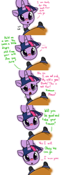 Size: 4381x12339 | Tagged: safe, artist:rainysunshine, character:twilight sparkle, character:twilight sparkle (alicorn), oc, oc:anon, species:alicorn, species:pony, absurd resolution, adorkable, book, clothing, cold, comic, cute, dork, hnnng, looking at you, looking up, nostrils, red nosed, shoes, sick, simple background, sniffling, that pony sure does love books, twiabetes, weapons-grade cute, wuv, wuv u