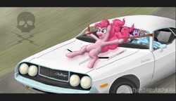 Size: 833x480 | Tagged: safe, artist:thelonelampman, character:pinkie pie, character:rainbow dash, character:twilight sparkle, car, death proof, dodge (car), dodge challenger