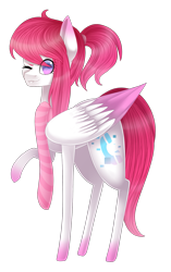 Size: 1197x1909 | Tagged: safe, artist:bonniebatman, species:pegasus, species:pony, clothing, female, mare, raised hoof, scarf, simple background, solo, transparent background