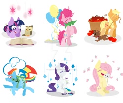 Size: 1024x860 | Tagged: safe, artist:darkestsunset, character:angel bunny, character:applejack, character:fluttershy, character:gummy, character:opalescence, character:owlowiscious, character:pinkie pie, character:rainbow dash, character:rarity, character:tank, character:twilight sparkle, character:winona, cutie mark background, filly, filly applejack, filly fluttershy, filly pinkie pie, filly rainbow dash, filly rarity, filly twilight sparkle, mane six, plushie, watermark