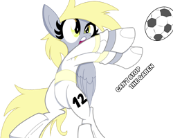 Size: 1024x814 | Tagged: safe, artist:bradleyeighth, artist:pixelsofsin, character:derpy hooves, species:pegasus, species:pony, 4chan cup, female, football, mare, safest hooves, simple background, solo, transparent background, vector