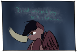 Size: 1247x856 | Tagged: safe, artist:syntiset, oc, oc only, oc:richie, oc:schurl miller, species:pegasus, species:pony, boop, colored, crying, embarrassed, solo