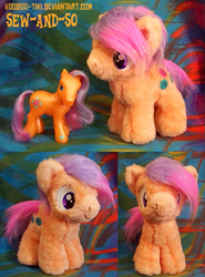 Size: 593x800 | Tagged: safe, artist:voodoo-tiki, g3, female, filly, g3 to g4, generation leap, irl, photo, plushie, sew-and-so (g3), solo, toy, younger