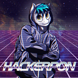 Size: 2000x2000 | Tagged: safe, artist:syntaxartz, oc, oc only, species:anthro, :t, backpack, clothing, crossed arms, gift art, hacker, hackerman, hackerpon, hackers, hoodie, kung fury, looking at you, meme, ponified, smiling, solo