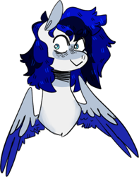 Size: 520x661 | Tagged: safe, artist:limitedcolour, oc, oc only, oc:black ice, species:pegasus, species:pony, :>, bust, colored wings, multicolored wings, simple background, smiling, solo, white background