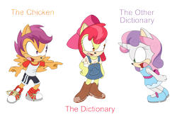 Size: 4373x2937 | Tagged: dead source, safe, artist:atomiclance, character:apple bloom, character:scootaloo, character:sweetie belle, species:anthro, species:plantigrade anthro, absurd resolution, cutie mark crusaders, dictionary belle, scootachicken, simple background, sonic the hedgehog (series), sonicified, text, transparent background