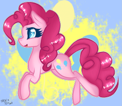 Size: 879x768 | Tagged: safe, artist:darkjillmlp123, character:pinkie pie, species:pony, abstract background, colored pupils, cutie mark background, female, solo