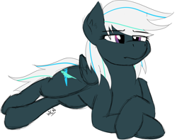 Size: 1024x808 | Tagged: safe, artist:wcnimbus, oc, oc only, oc:crosswind, species:pegasus, species:pony, bored, colored sketch, crossed hooves, cutie mark, female, mare, prone, solo