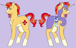 Size: 3456x2208 | Tagged: safe, artist:midnight-drip, oc, oc only, oc:sol shimmer, parent:sunburst, parent:sunset shimmer, parents:shimmerburst, species:pony, species:unicorn, armor, high res, male, offspring, simple background, solo, stallion