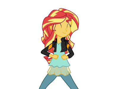 Size: 450x300 | Tagged: safe, artist:tiredbrony, character:sunset shimmer, my little pony:equestria girls, adorkable, animated, cute, dancing, dork, eyes closed, female, flash puppet, gif, happy, kicking, kung fu, kung fu shimmer, punch, samurai jack, shimmerbetes, simple background, smiling, solo, sunset's sleepfighting, transparent background