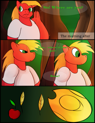 Size: 765x990 | Tagged: safe, artist:simplyshivers, character:big mcintosh, species:anthro, comic:craving an apple or two, applejack's hat, clothing, comic, cowboy hat, hat, male, solo